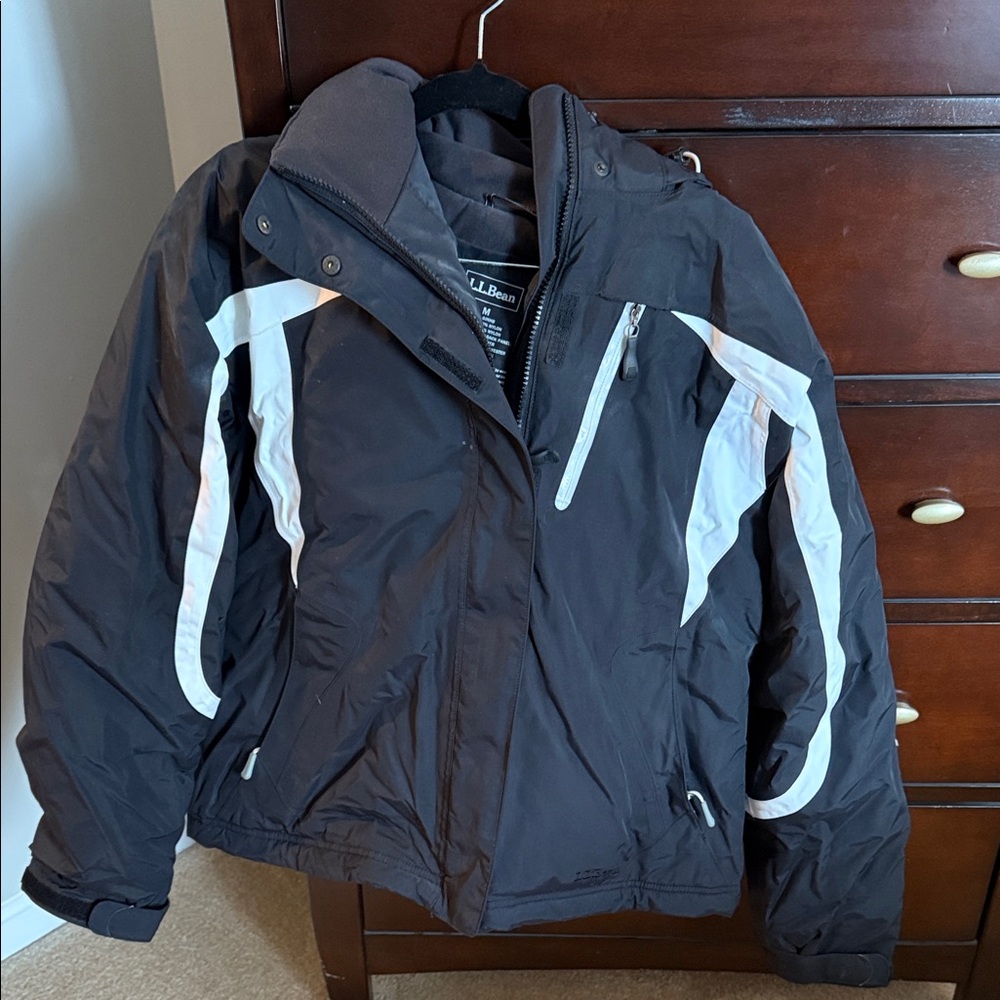 L.L. Bean Women's Black Ski Jacket with White Accents